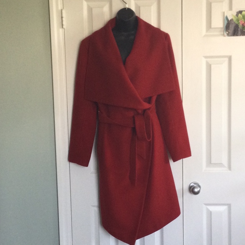 Women’s Red Wrap Coat with Belt